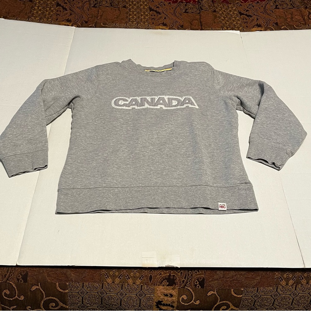 Canada Canadian Olympic Team Grey Gray Crewneck Sweatshirt See Measurements FLAW